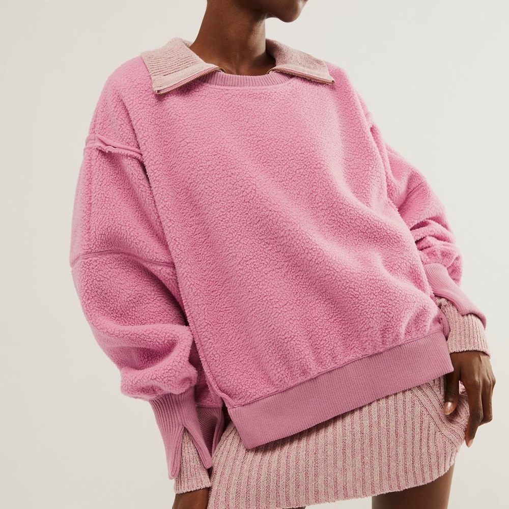 Women's Pink Fleece Pullover Jacket
